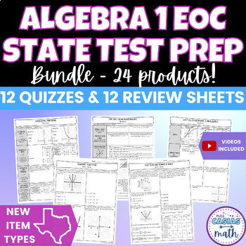 Preview of Algebra 1 STAAR EOC Review Sheets and Mini Quizzes BUNDLE