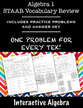 Preview of Algebra 1 STAAR Vocabulary Review with Practice Problems Worksheets