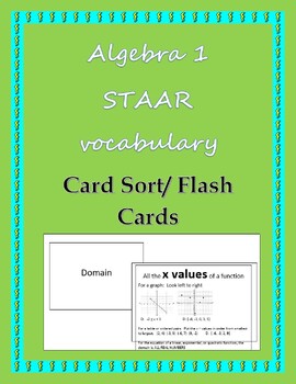 Preview of Algebra 1 STAAR vocabulary card sort/ flash cards