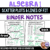 Algebra 1 - Scatter Plots & Lines of Best Fit - Binder Notes
