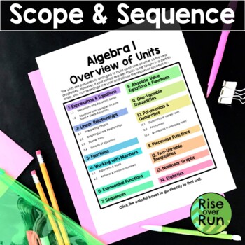 Preview of Algebra 1 Scope and Sequence Lesson Planning Guide