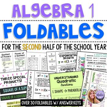 Preview of Algebra 1 - Second Half of the School Year Foldable GROWING BUNDLE