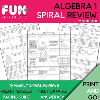 Preview of Algebra 1 1st Semester Spiral Review