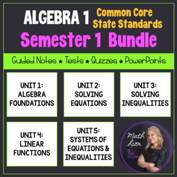 Preview of Algebra 1 Curriculum - Semester 1 EDITABLE Unit Plans | Bundle for Common Core