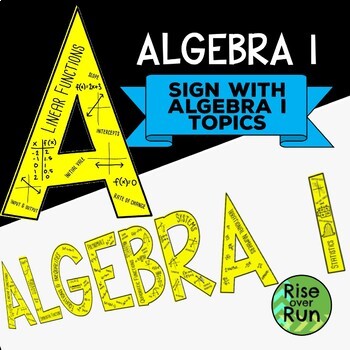 Preview of Algebra 1 Sign, Math Classroom Decor