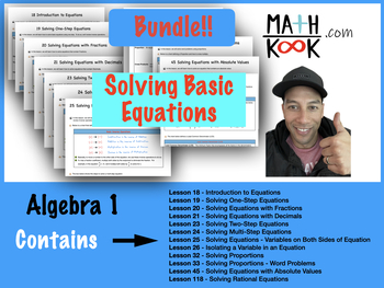 Preview of Algebra 1 - Solving Basic Equations - BUNDLE!!