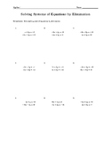 Algebra 1 - Solving Systems of Equations by Elimination