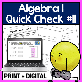 Preview of Algebra 1 Spiral Assessment #11