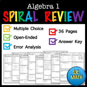 Preview of Algebra 1 Spiral Review