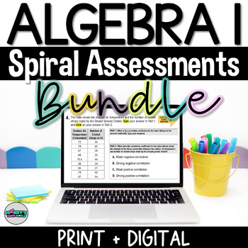 Preview of Algebra 1 EOC Prep Spiral Review Assessments STAAR Redesign
