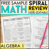 Algebra 1 Spiral Review or Homework | 2 Weeks FREE