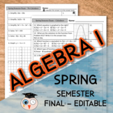 Algebra 1 Spring Final Exam - Editable