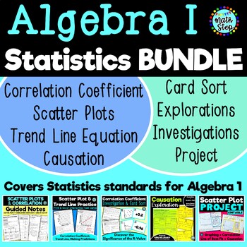 Preview of Algebra 1 Statistics Bundle Scatter Plot Trend Line Correlation Coefficient