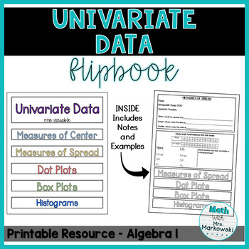 Preview of Algebra 1: Statistics - Univariate Data - Flipbook with Notes & Examples