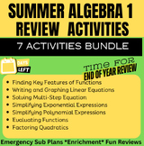 Algebra 1 Summer Review Activities Bundle