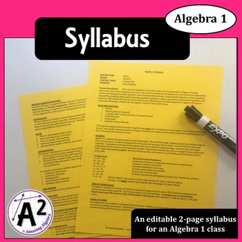 Preview of Algebra 1 - Syllabus