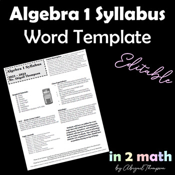 Preview of Algebra 1 Syllabus Template