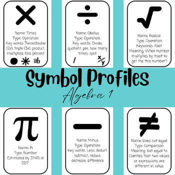 algebra 1 symbols