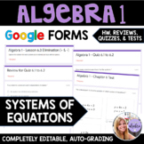 Algebra 1 - Systems of Equations - Google Forms Bundle of 