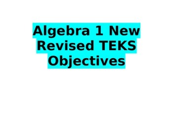 Preview of Algebra 1 TEKS Objectives