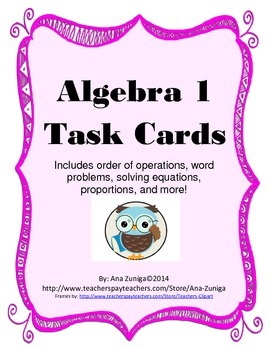 Preview of Algebra 1 Task Cards