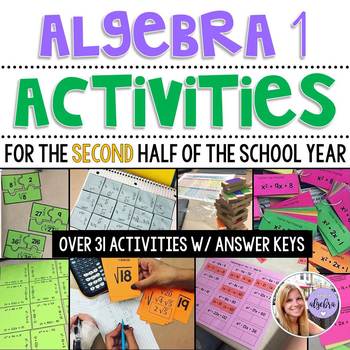 Preview of Algebra 1 - Task Cards, Puzzles, & Games - 2nd Half of the Year GROWING Bundle