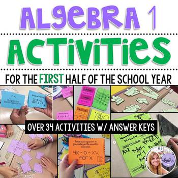 Preview of Algebra 1 - Task Cards, Puzzles, & Games for the First Half of the Year BUNDLE