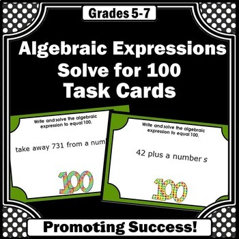 Preview of Algebraic Expressions Pre Algebra 1 Review 100 Days of School Upper Elementary