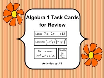 Preview of Algebra 1 Task Cards for Review (Digital/PDF)