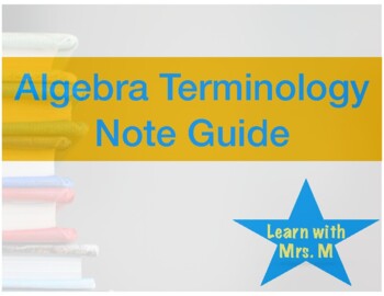 Preview of Algebra 1 Terminology Note Guide