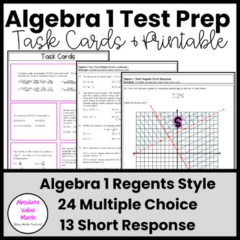 Preview of Algebra 1 End of Year Review | Algebra 1 Final Exam | Test Prep | 8th and 9th