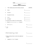 Algebra 1 Test on Translating, evaluating and solving basics