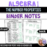 Algebra 1 - The Number Properties - Binder Notes
