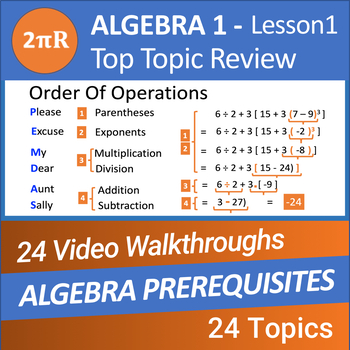 Preview of Algebra Prerequisites - Video Walkthroughs - Algebra 1 - Ls.01