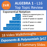 Exponent-Polynomials1 - Video Walkthroughs - Algebra 1 - Ls.16