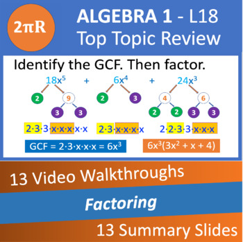Preview of Factoring - Top Video Walkthroughs - Algebra 1 - Ls.18