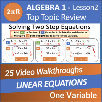 Preview of Linear Equations 1 - Video Walkthroughs - Algebra 1  - Ls. 02