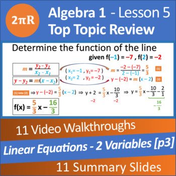 Preview of Linear Equations 4 - Video Walkthroughs - Algebra 1  - Ls. 05