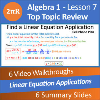 Preview of Linear Equations 6 - Video Walkthroughs - Algebra 1  - Ls. 07