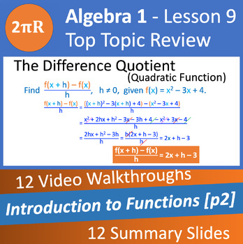 Preview of Intro to Functions 2 - Video Walkthroughs - Algebra 1 Ls.09