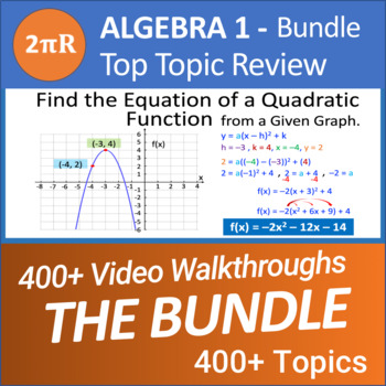 Preview of Algebra 1 Bundle -Top Video Walkthroughs - Review & Mastery