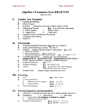 Algebra 1 Topics on REGENTS Outline