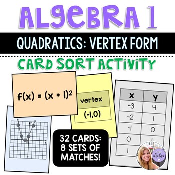 Preview of Algebra 1 - Transformations of Quadratic Functions Vertex Form Task Cards