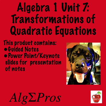 Preview of Algebra 1. Transformations of Quadratic Functions (with video of lesson)