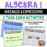 Algebra 1 - Translating Variables and Expressions Task Car