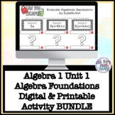 Algebra 1 Unit 1 Algebra Foundations Activity BUNDLE Digit