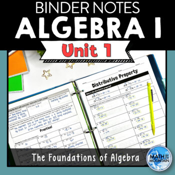 Preview of Algebra 1 Unit 1 Binder Notes - The Foundations of Algebra