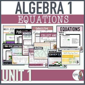 Preview of Algebra 1 Unit 1 Solve Equations Bundle Digital and Paper Activities