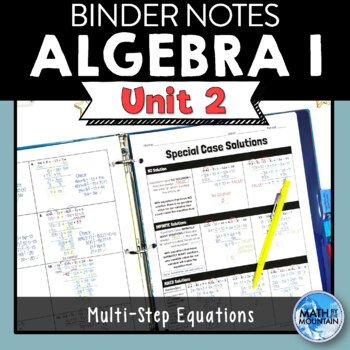 Preview of Algebra 1 Unit 2 Binder Notes - Solving Multi-Step Equations