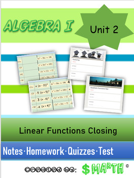 Preview of Algebra 1 Unit 2 Closing Linear Functions